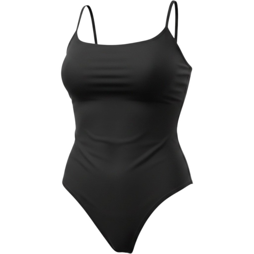 By Anthropologie Womens Black Spaghetti Strap Thong Bodysuit Large‎ Scoop Neck